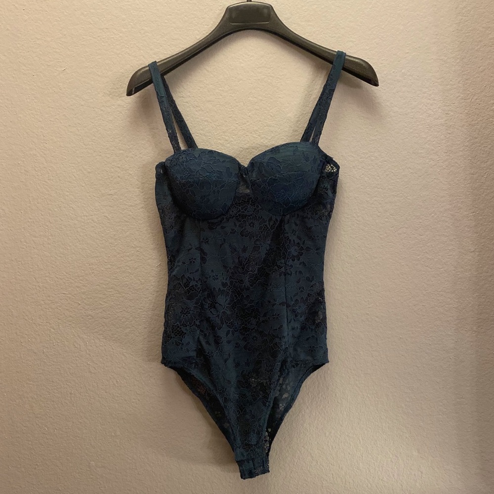 Aqua leotard lingerie lace one piece bodysuit